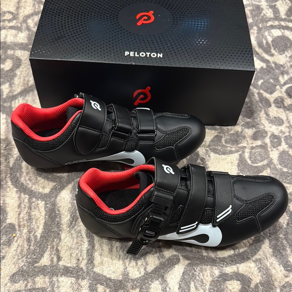 Peloton Black and Red Cycling Shoes & Pedals